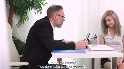 Nasty student pays a tricky teacher a sex visit