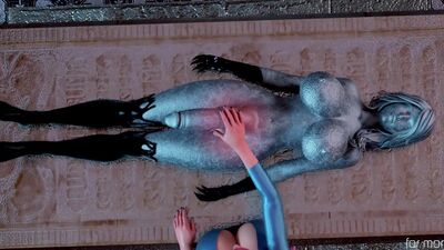 Big tits babe awakening the futanari demon in a 3d animation