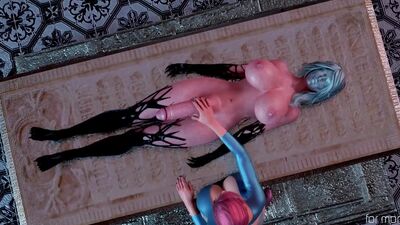 Big tits babe awakening the futanari demon in a 3d animation