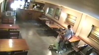 Big closed bar is a fuck platform watched by security cam!