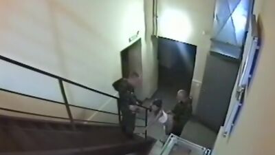 Crazy chick gets double penetrated on the stairs!