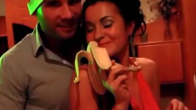 Drunk students threesome celebrates New Year fucking hardcore