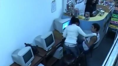 Insane mushing in the office caught by security cam!