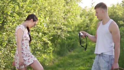 Teen girlfriend jizzed after outdoors fuck