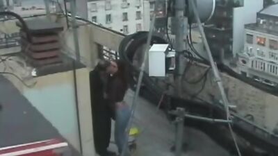 Insane fuck at construction site!