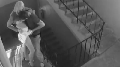 Steamy fuck session at the stairs!