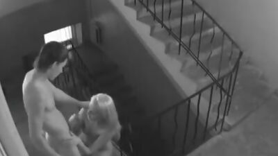 Steamy fuck session at the stairs!