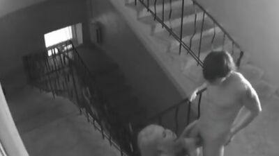 Steamy fuck session at the stairs!