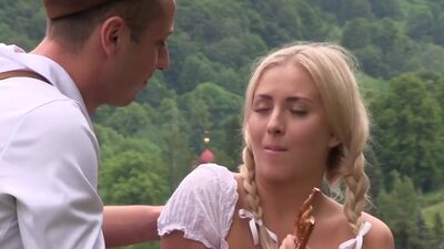 Euro teen fucked outdoors in the mountains