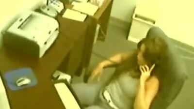 Hand job in the office!