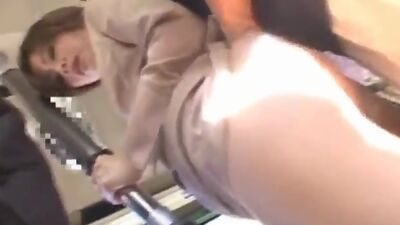 Asian babe has public groping on the train