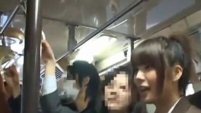 Asian babe has public groping on the train