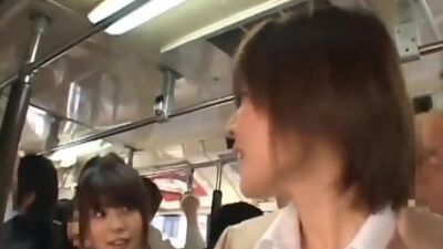 Asian babe has public groping on the train
