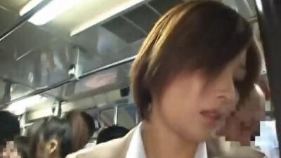 Asian babe has public groping on the train