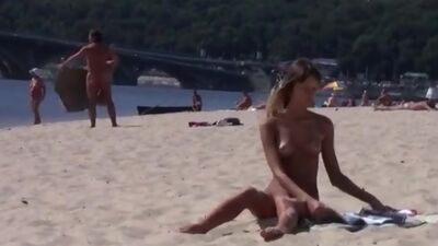 Amazing young nudists touch each other's bodies