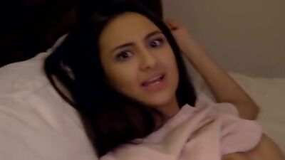 Tall and tanned babe Eliza Ibarra gives her stepbrother a puffy lip BJ and a stiffie ride in her cock hungry pussy