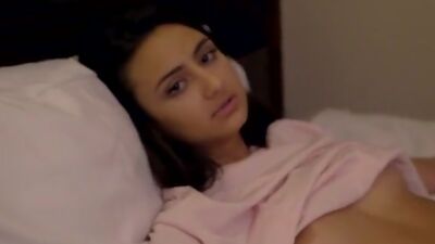 Tall and tanned babe Eliza Ibarra gives her stepbrother a puffy lip BJ and a stiffie ride in her cock hungry pussy