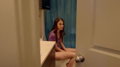 Sassy stepsister Izzy Lush teases her stepbro into whipping out his big dick and using it to fuck her hard