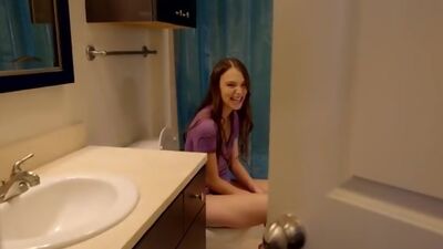 Sassy stepsister Izzy Lush teases her stepbro into whipping out his big dick and using it to fuck her hard