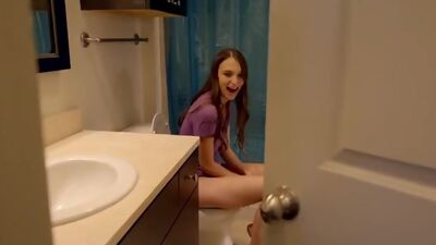 Sassy stepsister Izzy Lush teases her stepbro into whipping out his big dick and using it to fuck her hard