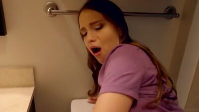 Sassy stepsister Izzy Lush teases her stepbro into whipping out his big dick and using it to fuck her hard