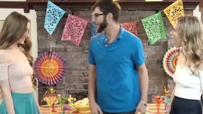 Anya Olsen and her friend Samantha Hayes celebrate Cinco de Mayo with a threesome that keeps it all in the family