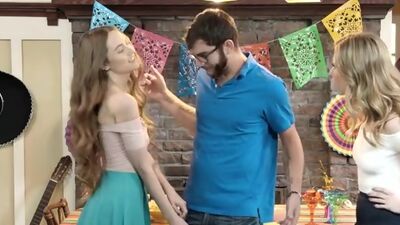 Anya Olsen and her friend Samantha Hayes celebrate Cinco de Mayo with a threesome that keeps it all in the family