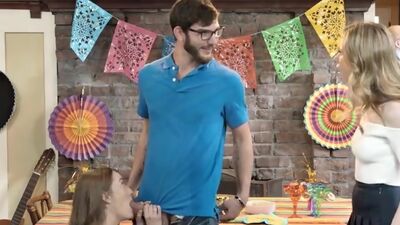 Anya Olsen and her friend Samantha Hayes celebrate Cinco de Mayo with a threesome that keeps it all in the family