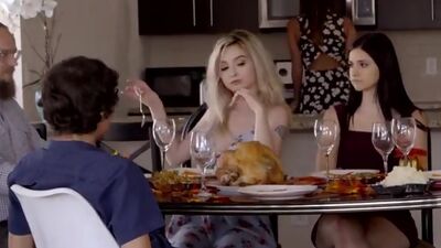 Violet Rain fights cousin Lexi Lore for her stepbrothers love with a hardcore threesome as her voyeur dad watches