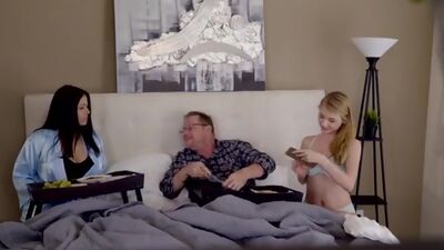 Cock craving Hannah Hays seduces her stepdad with her panties in a box and a doggy style bald pussy pounding