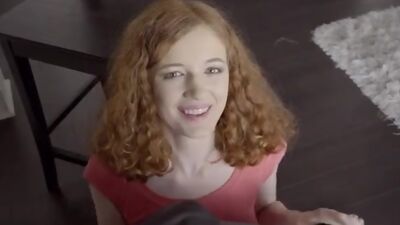 Redhead teen Abby Rains sneaks around with her stepbrother for hardcore fucking and blowjobs all over the house