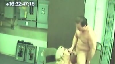 Lecherous blonde pumped in the workshop!