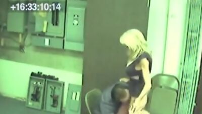 Lecherous blonde pumped in the workshop!