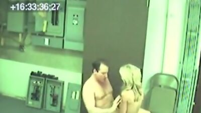 Lecherous blonde pumped in the workshop!