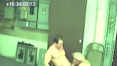 Lecherous blonde pumped in the workshop!