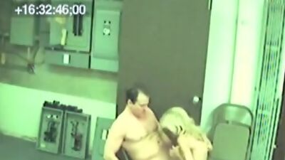 Lecherous blonde pumped in the workshop!