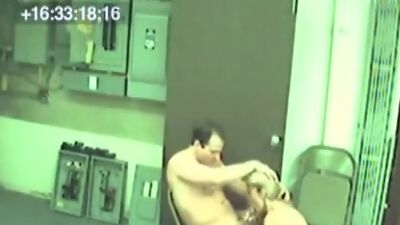 Lecherous blonde pumped in the workshop!