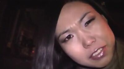 Titted young asian girl fuck hard in the mouth in the parking