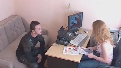 Blonde chick hammered in the office!