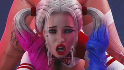 Futanari Harley fucks her new cellmate in a 3D animation