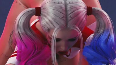 Futanari Harley fucks her new cellmate in a 3D animation