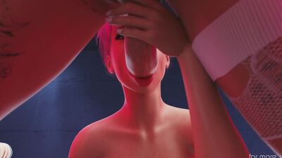 Futanari Harley fucks her new cellmate in a 3D animation