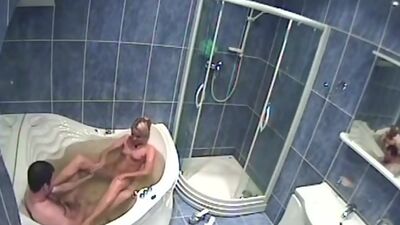 Steamy show in the hotel bathroom!