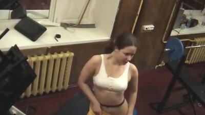 Filthy bimbo masturbating in the gym!