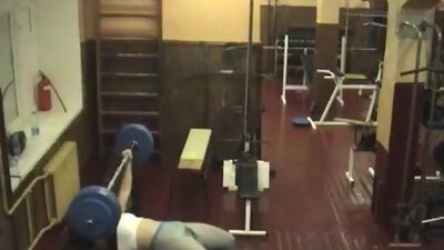 Crazy chick playing in the gym!