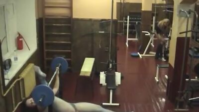 Crazy chick playing in the gym!