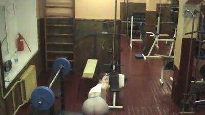 Crazy chick playing in the gym!