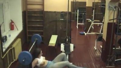 Crazy chick playing in the gym!