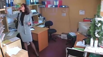 Naked babe having fun in the office!