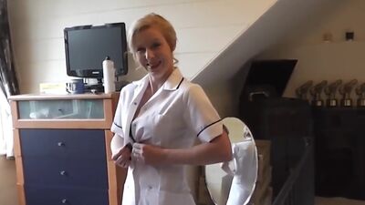 UK mature nurse finger fucked stockinged babe